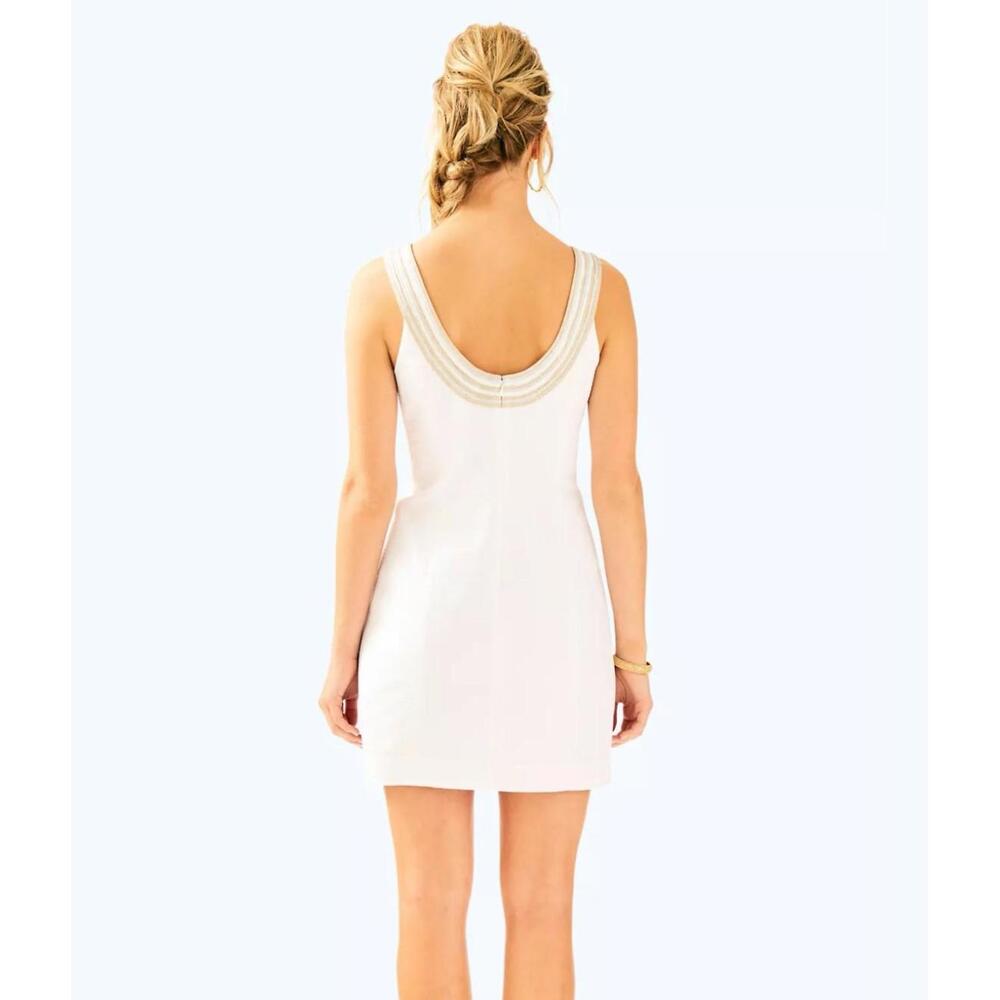 Lilly Pulitzer Valli Shift Dress, Resort White, Size 0 Golden Silver NWT - Picture 3 of 9